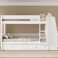thumbnail image 3 of Mirightone Full over Full Bunk Bed with Trundle, Wood Bunk Bed with Desk and Storage Bookshelves, Full over Full Bunk Bed for Adults Teens, White, 3 of 6