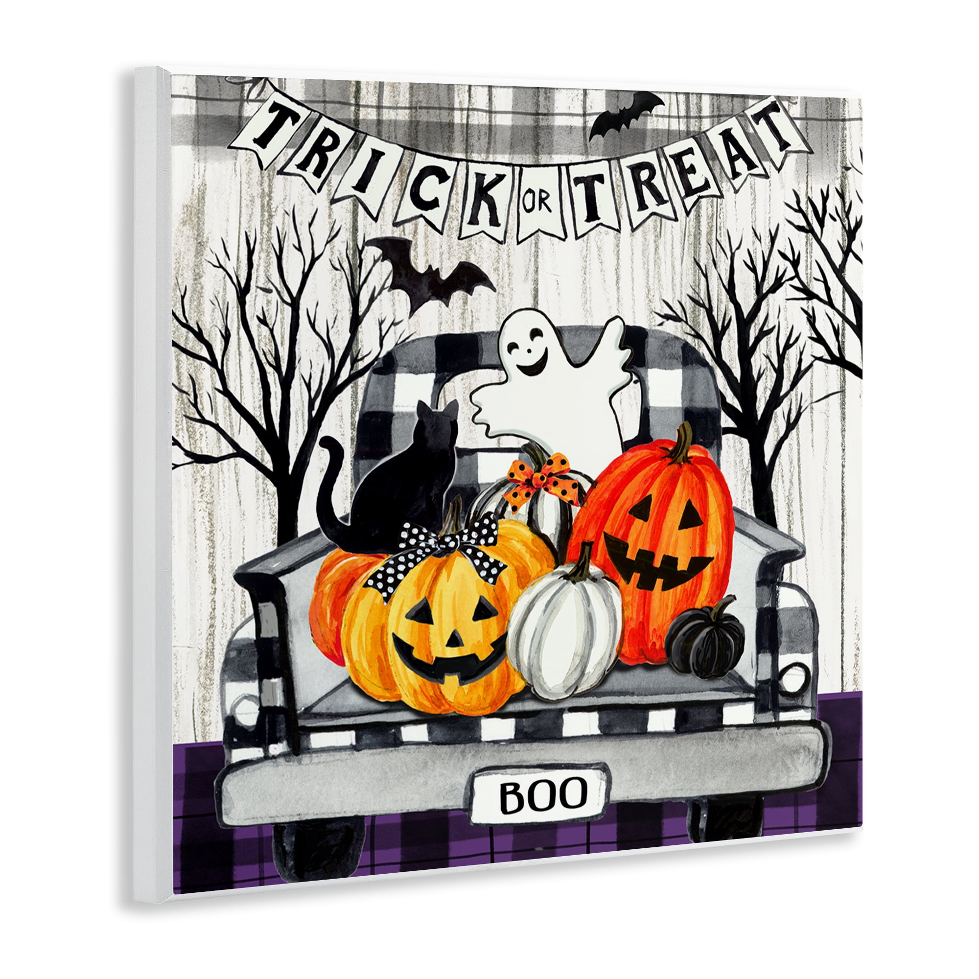 Stupell Industries Halloween Filled Truck Holiday Painting Unframed Art Print Wall Art, 12 x 12