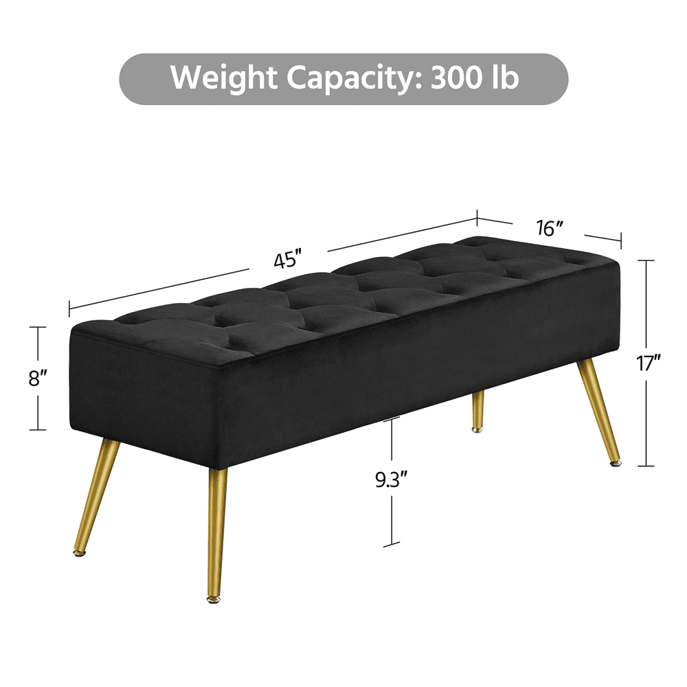Yaheetech Upholstered Footstool with Adjustable Feet, Black