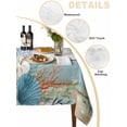 thumbnail image 5 of Teal Brown Beach Coastal Rectangle Tablecloth, Summer Nautical Coral Shell Botanical Vintage Waterproof & StainResistant Tablecloth, Washable Oil-proof Table Cover for Dining/Party/Wedding 54x108 In, 5 of 9