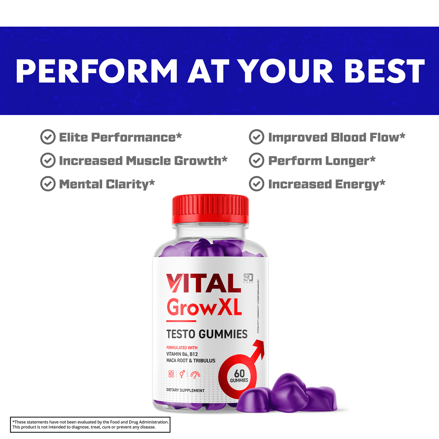 Vital Grow XL Gummies for Men Advanced Vital Grow Testo Gummies Vitamin Supplement 120 Gummies