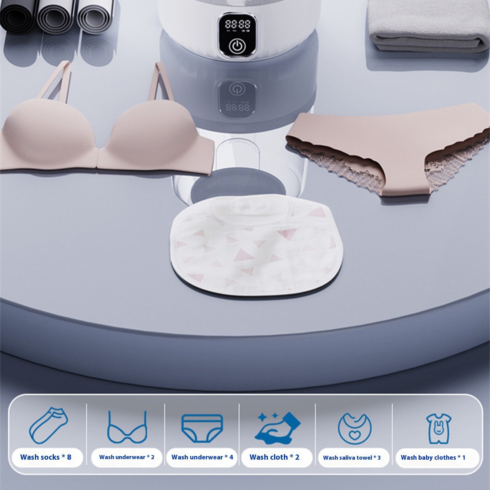 Waterproof Clothes Washer Rechargeable Operated Quiet Operations Washing Machine for Baby Clothes Underwear