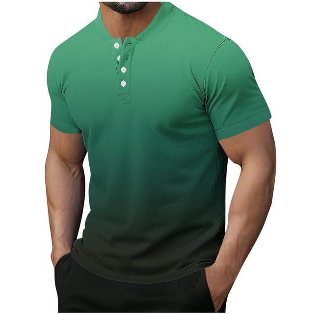 Plebaso Mens Fashion Tshirts Button Short Sleeve Pullover Shirts Summer Casual Basic Tees Tops for Men