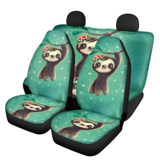 Set Of 2 Car Seat Covers Cute Funny Cartoon Beaver Waving His
