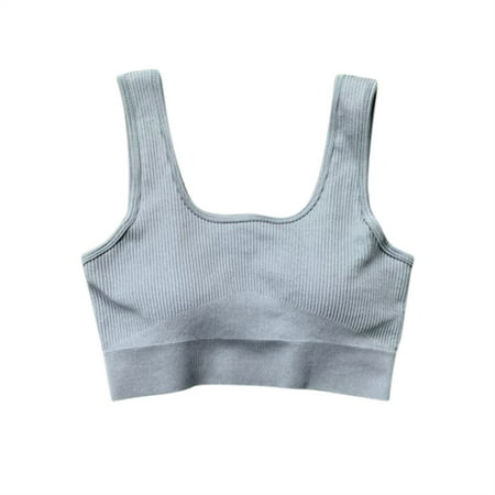 

Yoga Sports Bra Slim Women Stretch Breathable Athletic Gym Fitness Top M Grey Blue