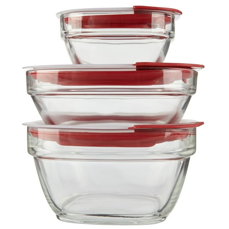 Rubbermaid Easy Find Lids Glass Food Storage and Meal Prep Containers, Set of 3 (6 Pieces