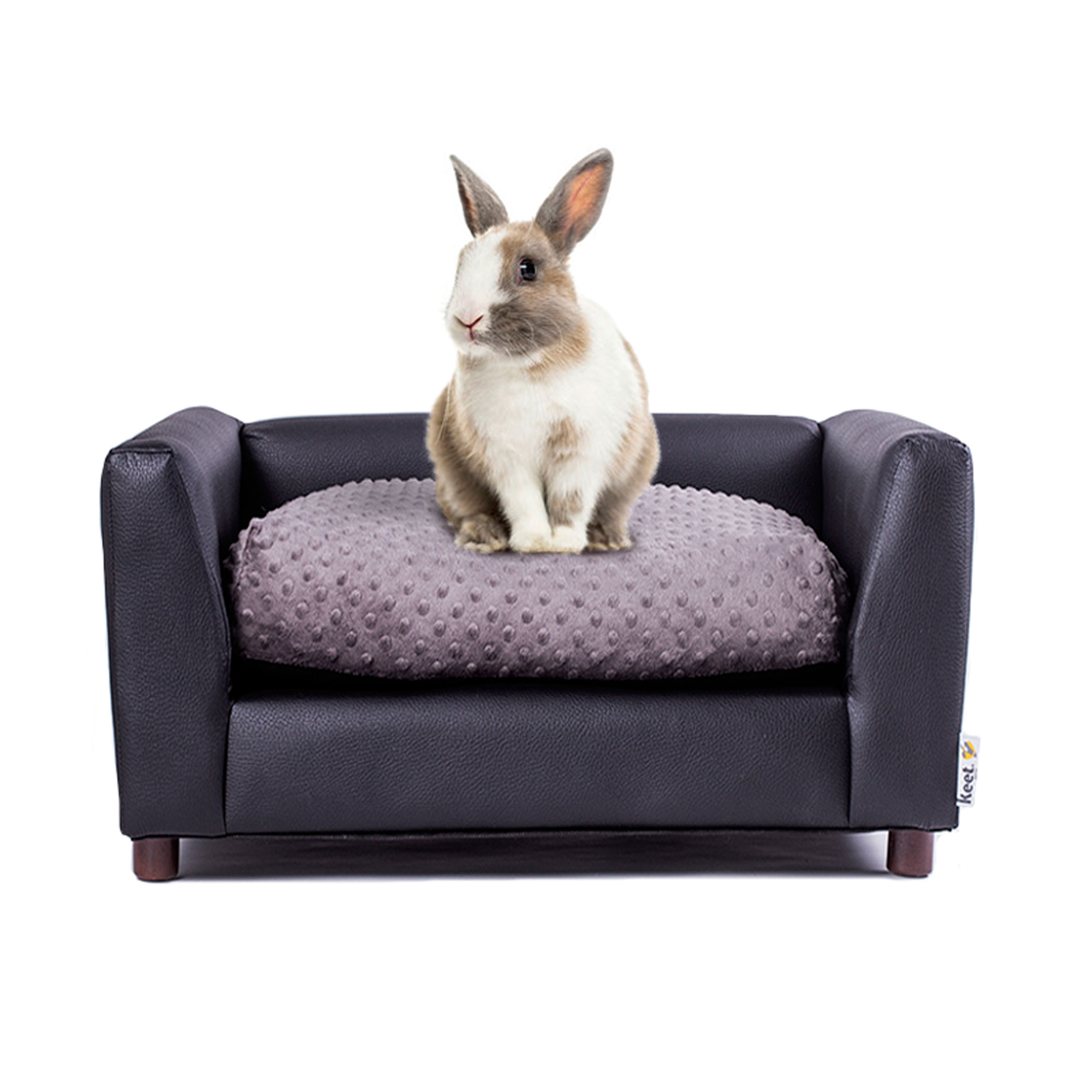 Keet Fluffly Deluxe Pet Bed Sofa Charcoal Small