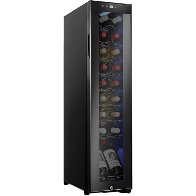Ivation 18Bottle Wine Cooler, Compact Freestanding Fridge with Lock