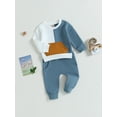 thumbnail image 3 of GXFC Toddler Baby Boys Fall Contrast Color Outfits Newborn Boys Long Sleeve Patchwork Sweatshirt and Elastic Pants Infant Boys Autumn Two Piece Set 0-3T, 3 of 9