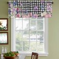 thumbnail image 3 of Spring Floral Curtain Valances for Windows, Kitchen Valance Window Treatments Panel 2 Pack, Black White Checkered Farmhouse Butterfly Rod Pocket Short Curtains for Bathroom Bedroom 60 x 18 Inch, 3 of 8