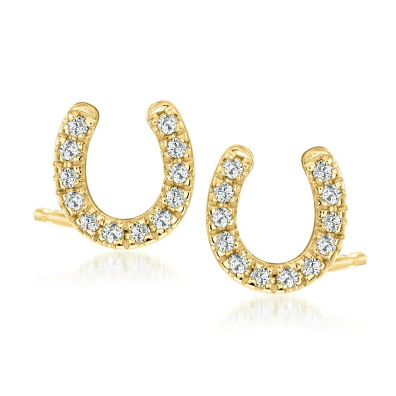 Ross-Simons 0.10 ct. t.w. Diamond Horseshoe Stud Earrings in 18kt Gold Over Sterling, Women's, Adult