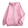 thumbnail image 5 of Breast Cancer Awareness Zip Up Hoodie Women Oversized Graphic Hooded Jackets Casual Fall Preppy Long Sleeve Sweatshirts, 5 of 7
