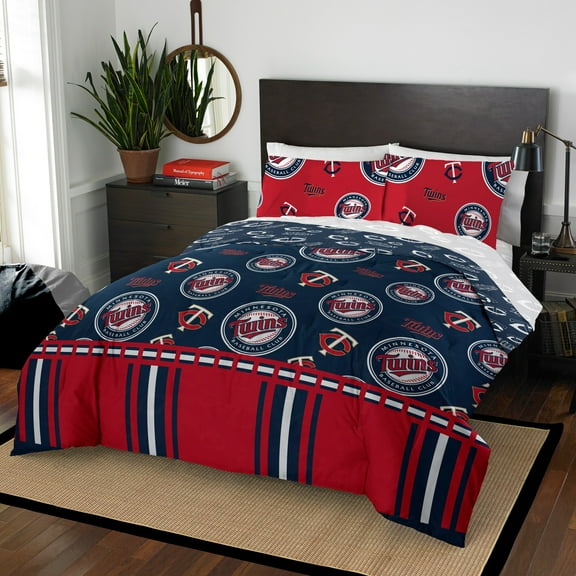 MLB Minnesota Twins Bed In Bag Set, Queen Size, Team Colors, 100% Polyester, 5 Piece Set