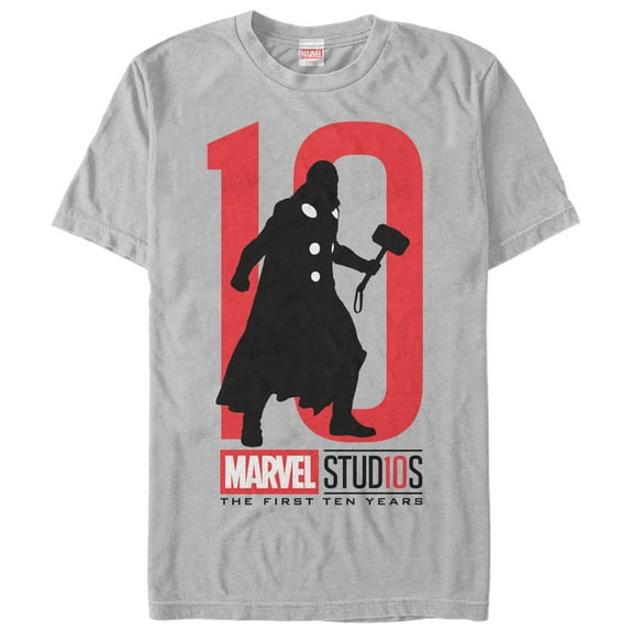 Men's Marvel 10 Anniversary Thor  Graphic Tee Silver Large