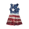 thumbnail image 4 of CCRFTGI 4th of July Girls Dress Size 10-12 Cute American Flag Stars A-Line Dress Party Patriotic Sleeveless Crew Neck Girls Clothes Summer Stylish Dresses Wine 12-13 Years, 4 of 8