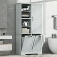 thumbnail image 2 of Euroco Bathroom Storage Cabinet with Doors and Drawers, Tilt-Out Laundry Hamper, Multiple Storage Space, Freestanding Style, Open Shelve, Adjustable Shelf, Gray, 2 of 9