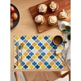 thumbnail image 5 of Yellow Blue Morocco Pattern Placemats Set of 6, Modern Moroccan Geometric Placemats for Dining Table, Place Mats for Kitchen Tabletop, Waterproof Wipeable Dining Table Mats Set, 5 of 9