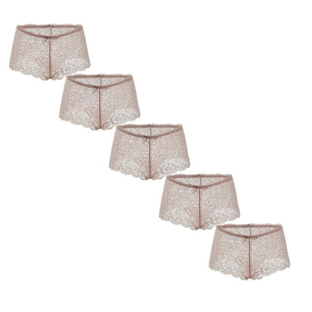 

Womens Underwear Brief Ladies Ultra Soft Seamless Bikini Assorted Boxer Lace Panties5PC