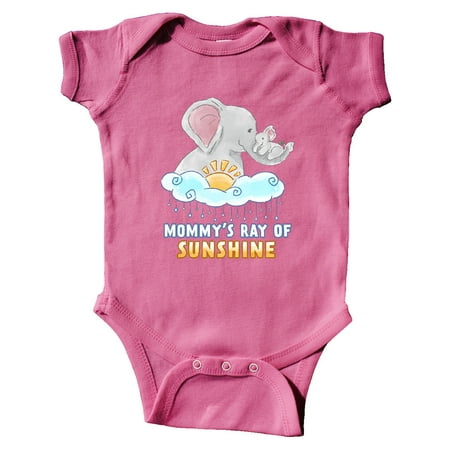 

Inktastic Mommy s Ray Of Sunshine Cute Elephants Rainclouds and Sun Gift Baby Boy or Baby Girl Bodysuit