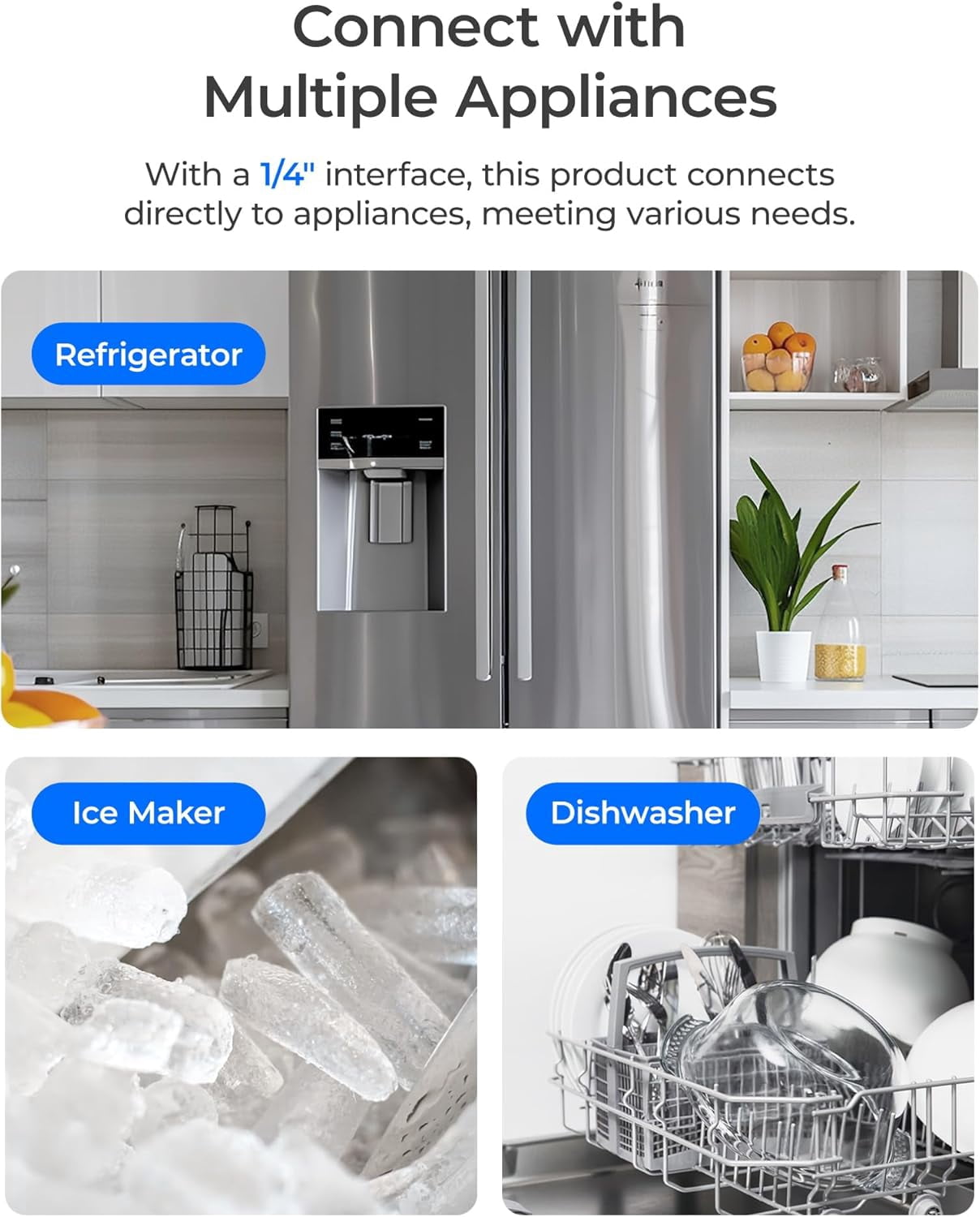 Waterdrop 15UC-UF Water Filter System, 0.01 μm Ultra Filtration for Baçtёria Reduction, NSF/ANSI 42 Certified, 1/4 inch Direct Connect to Refrigerators and Ice Makers, 16K Gallons Capacity, USA Tech