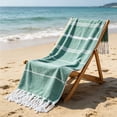 thumbnail image 6 of LACKUST Striped Beach Towel with Tassels, Oversized Quick Dry Lightweight Towel for Travel Swimming Pool Camping Picnic, 8 Colors Available, 6 of 7