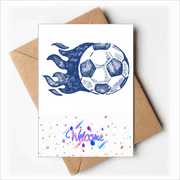 Football Flame Blue Pattern Soccer Welcome Back Greeting Cards Envelopes Blank