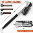 thumbnail image 3 of 18" Heat Boss Grill Brush and Scraper - 3 Rows of Reinforced Stainless Steel Bristles - Best Heavy Duty Outdoor Grill Brush for All Grill Types - Long 18" BBQ Grill Brush Handle -, 3 of 6