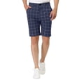 thumbnail image 1 of INSPIRE CHIC Men's Shorts Slim Fit Plaid Button Lightweight Twill Shorts 36 Navy, 1 of 7