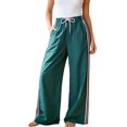 thumbnail image 3 of Lumtrix Women's Y2k Striped Side Baggy Pants Drawstring Elastic Waist Wide Leg Track Pants Streetwear Quick Dry Trousers Dark Green L, 3 of 6