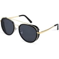 thumbnail image 1 of Nuevas gafas de sol punk de montura ancha redonda de alta gama para mujeres europeas y americanas para hombres (negro), 1 of 5