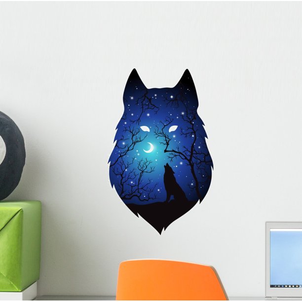Spirit Animal Howling Wolf Wall Decal Wallmonkeys Peel and Stick
