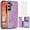 Purple, variant on Asuwish Compatible with Samsung Galaxy S24 Ultra 5G Wallet Phone Case Tempered Glass Screen Protector and Flower PU Leather Credit Card Holder Stand Cell Cover for S24Ultra 24S S 24 24Ultra Men Black