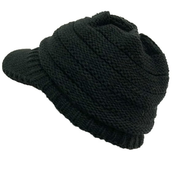 Lolmot Women Beanie Hats Winter Stitching Crochet Cap Peaked Hats Women Cap Plush Knitted Solid Color Outdoor Baseball Caps Winter Warm Hats