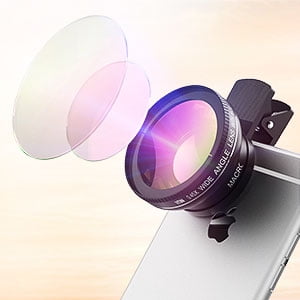 VicTsing Universal Professional HD Camera Lens Kit for iPhone 6s / 6s Plus / 6 / 5s, Samsung Galaxy S6 / S5, Mobile Phone (0.45x Super Wide Angle Lens + 10x Super Macro Lens + 37mm Thread Clip