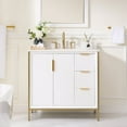 thumbnail image 5 of ANGELES HOME 36" Bathroom Vanity with Sink Top Combo Set, Solid Wood Bathroom Makeup Cabinet W/ 2 Soft-Close Door and 3 Soft-Close Drawers, Freestanding Bathroom Cabinet with Undermount Sink, 5 of 11