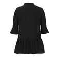 thumbnail image 6 of Women's Tops Summer Trendy V Neck Half Horn Sleeve Shirt Curved Hem Loose Flowy Comfortable Breathable Blouses (XL, Black), 6 of 7