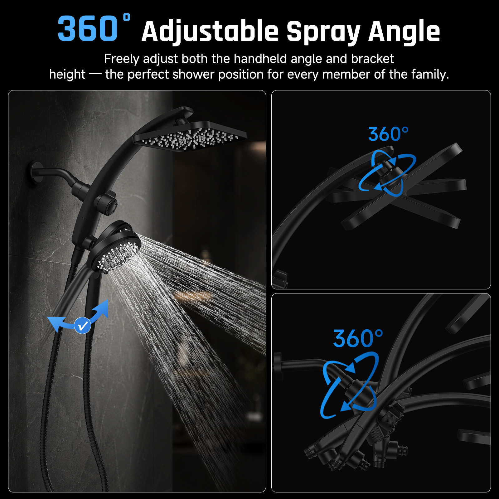 Ophanie 12-Inch Rain Shower Head Combo with Handheld, 8 Modes photo 5