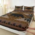 thumbnail image 3 of jejeloiu Wild Animal Bear Bed Sheets,Rustic Western Aztec King Sheets,Brown Plaid Sheet Set For Boys Kids,Microfiber Bedroom Decor,4 Pieces, 3 of 7