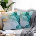 thumbnail image 2 of Waterproof Throw Pillow Covers Set of 2, 16x16 Inch Turquoise Marble Decorative Pillowcases Outdoor Pillow Slip Cushion Covers Set for Couch Tent Modern Marble Geometric Textured, 2 of 7