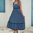 thumbnail image 4 of Styesk Robes pour Femmes Mode Femmes Couleur Unie Bretelles Sans Manches Bretelles Réglables en Dentelle Taille Ondulée Robe Câline, 4 of 5