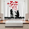 thumbnail image 2 of Ambesonne Wedding Kitchen Curtains, Proposal Hearts, 55"x39", Black White and Red, 2 of 3