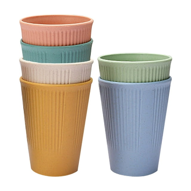Tasse Incassable en Paille de Blé - Ensemble de 6 Verres Réutilisables - Gobelet Compatible Lave-Vaisselle - Écologique