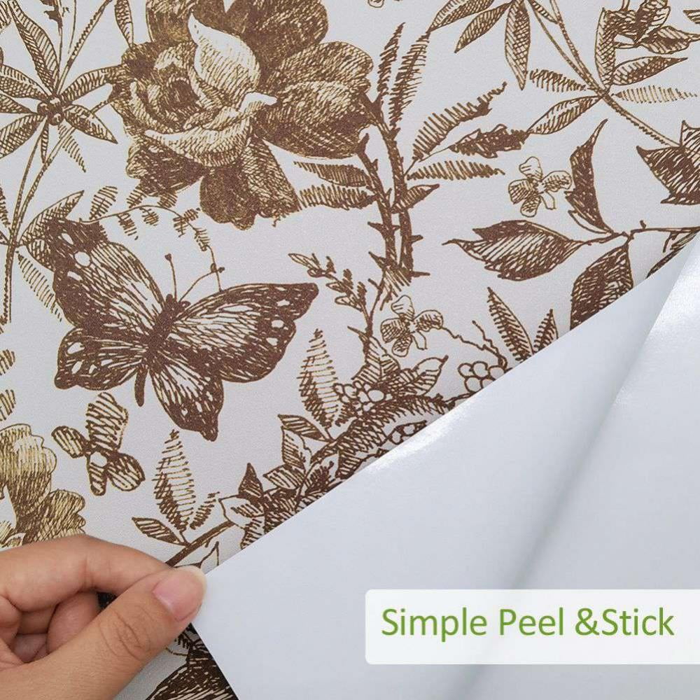 FYCONE Vintage Floral Vintage Wallpaper Peel-and-Stick Removable Wall Sticker for Livingroom Bedroom Kitchen Bathroom,15.7"x 98.4"