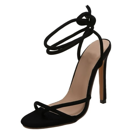 

Womens Sandals Fashion Women Summer Flock Cross Straps Comfortable Thin High Heels Shoes Peep Toe Breathable Sandals Women S Sandals Flock Black 40