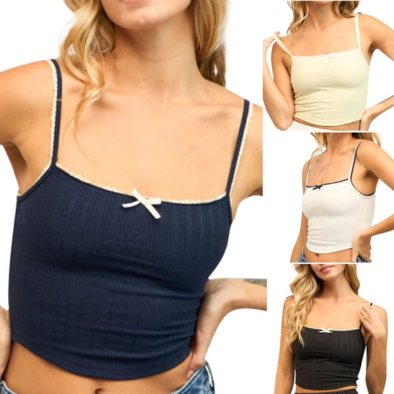 Goodtrade8 Crop Tank Tops for Women Modal Sleeveless Shirts Camisole Short Summer Casual Black Round Neck Undershirts Womens Tops Outdoor