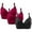 Wine, variant on Crunowin Women's Plus Size Bra 3 Pack, Wire Free Comfort Fashion Solid Color Push Up Full Coverage Everyday Underwear Dark Gray L
