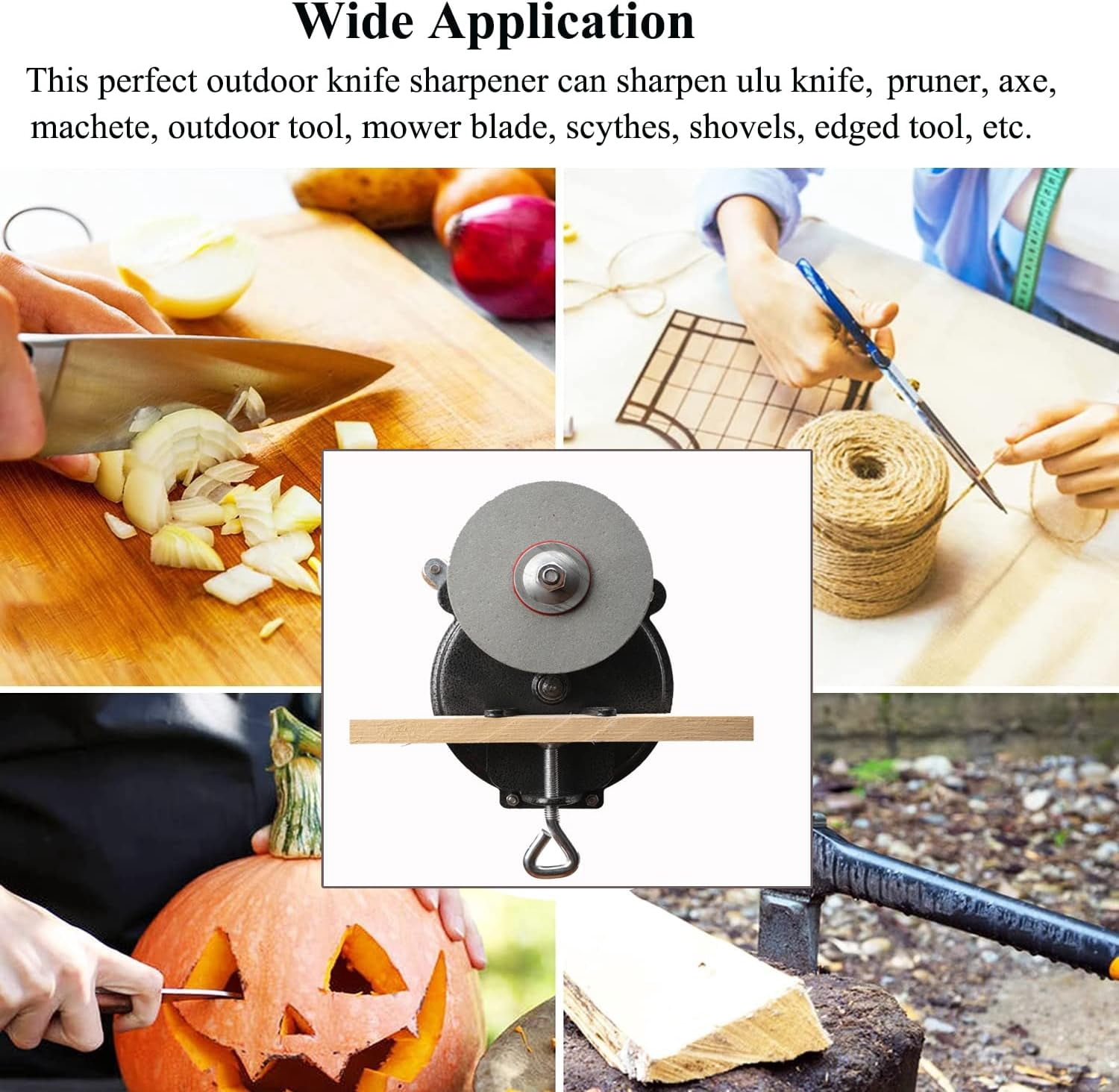 Kitchen Knife Sharpener Hand-Cranking Grinding  - 6 Inch  Polishing Tool for Garden and Metal Workpieces