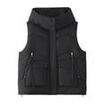 thumbnail image 2 of Ounisa Puffer Vest Women Sleeveless Cropped puffer Jacket Winter Lightweight Warm Outerwear Stand Collar Women's Zipper Coat Padded Gilet with Pockets M-2XL, 2 of 6