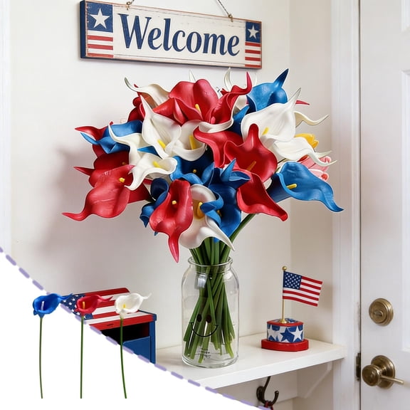Danhjin 4th of July Artificial Bouquet, 3-Pack Tabletop Staircase Decoration for Wedding Shooting Props