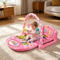 thumbnail image 2 of Baby Piano Play Gym Activity Mat, Pink Animal Hanging Rattles Kick Piano Fitness Playmat, Early Sensory Educational Tummy Time Toy for Newborn Infants 0-15 Months, 2 of 7